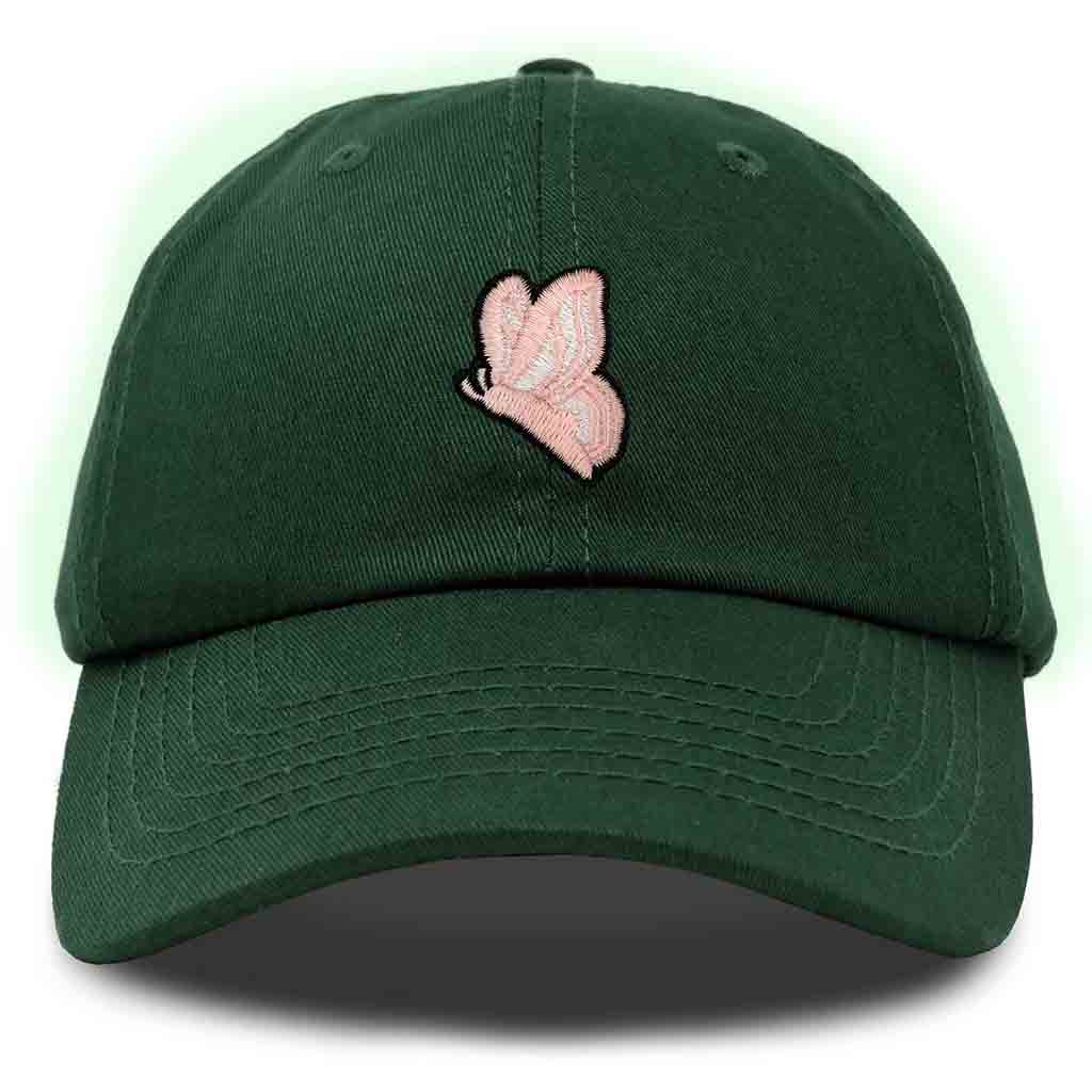 Dalix Moth Embroidered Glow in the Dark Hat Dad Hat Cotton Baseball Cap in Khaki