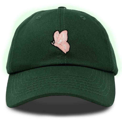Dalix Moth Embroidered Glow in the Dark Hat Dad Hat Cotton Baseball Cap in Khaki