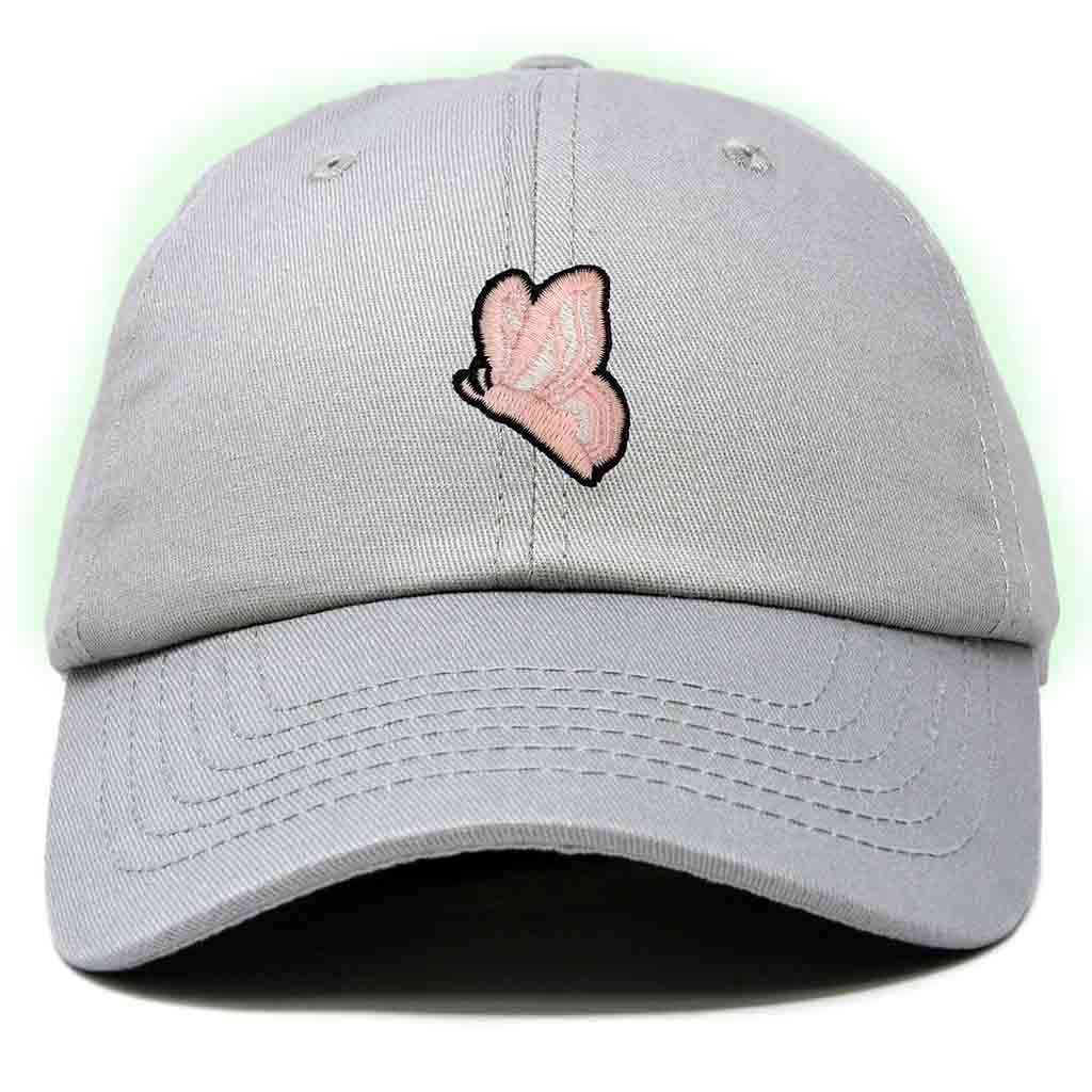 Dalix Moth Embroidered Glow in the Dark Hat Dad Hat Cotton Baseball Cap in Light Blue