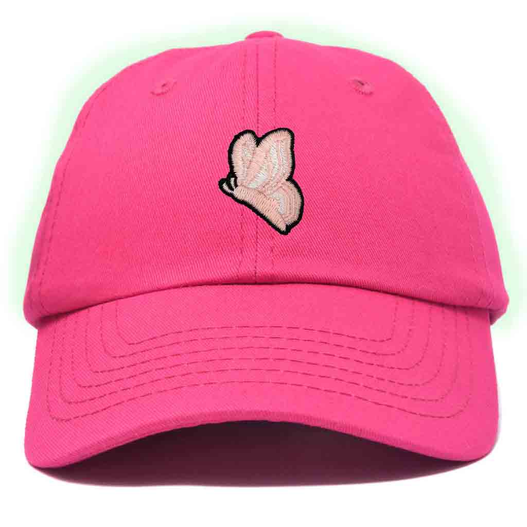 Dalix Moth Embroidered Glow in the Dark Hat Dad Hat Cotton Baseball Cap in Light Pink