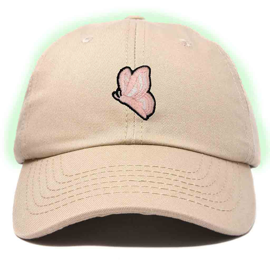 Dalix Moth Embroidered Glow in the Dark Hat Dad Hat Cotton Baseball Cap in Yellow