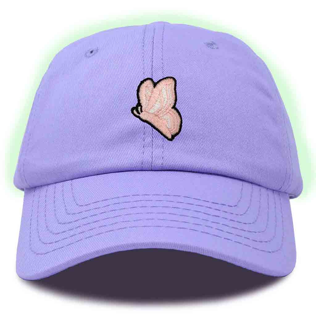 Dalix Moth Embroidered Glow in the Dark Hat Dad Hat Cotton Baseball Cap in Navy Blue