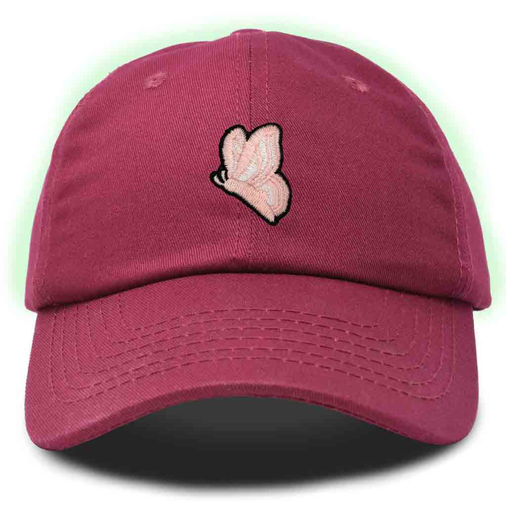 Dalix Moth Embroidered Glow in the Dark Hat Dad Hat Cotton Baseball Cap in Purple