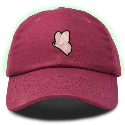 Dalix Moth Embroidered Glow in the Dark Hat Dad Hat Cotton Baseball Cap in Purple