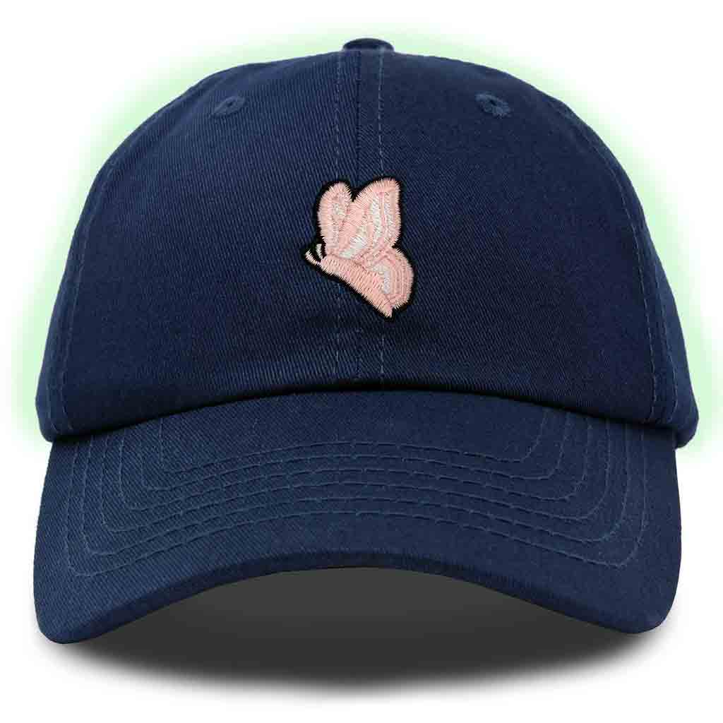 Dalix Moth Embroidered Glow in the Dark Hat Dad Hat Cotton Baseball Cap in Red