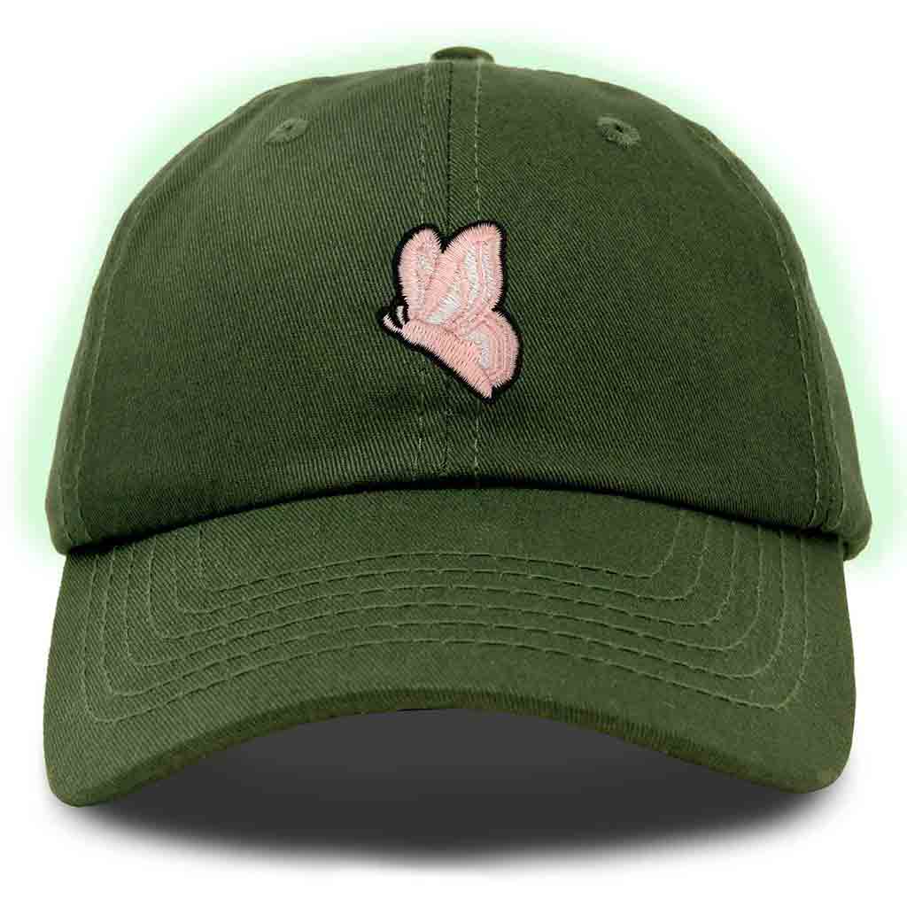 Dalix Moth Embroidered Glow in the Dark Hat Dad Hat Cotton Baseball Cap in Royal Blue