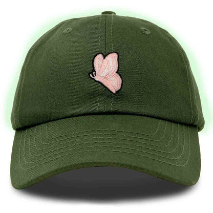 Dalix Moth Embroidered Glow in the Dark Hat Dad Hat Cotton Baseball Cap in Royal Blue
