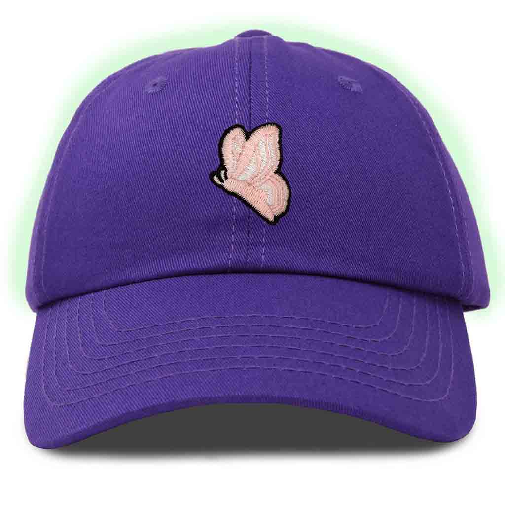 Dalix Moth Embroidered Glow in the Dark Hat Dad Hat Cotton Baseball Cap in White