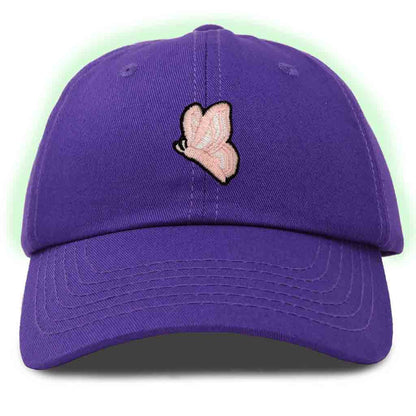 Dalix Moth Embroidered Glow in the Dark Hat Dad Hat Cotton Baseball Cap in White
