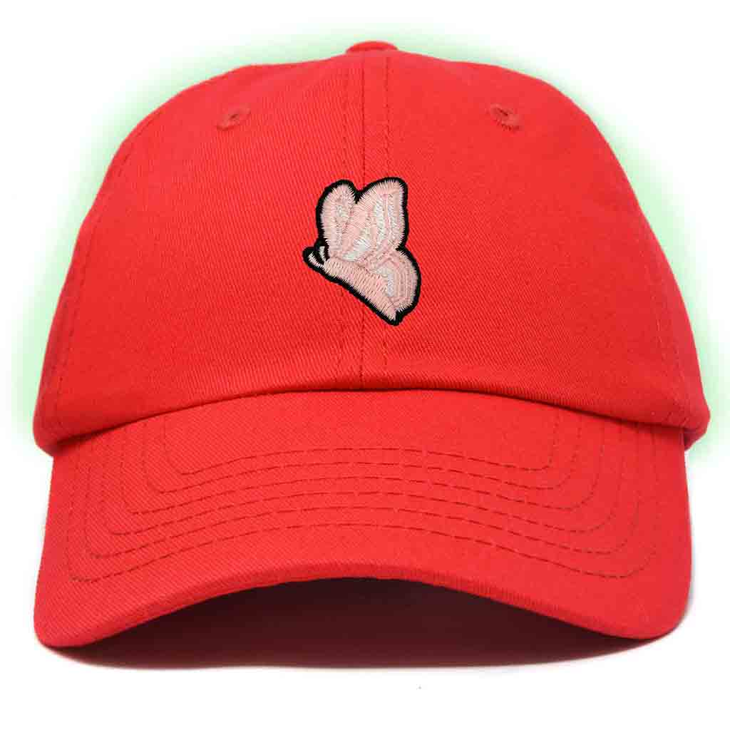 Dalix Moth Embroidered Glow in the Dark Hat Dad Hat Cotton Baseball Cap in Washed Navy Blue