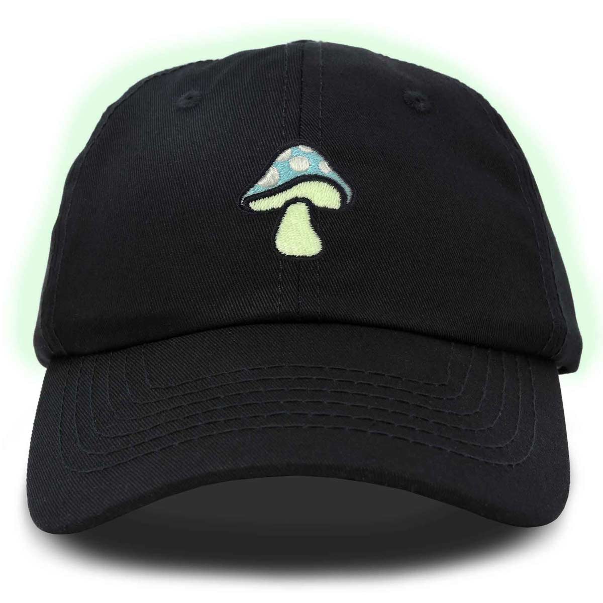Dalix Mushroom Embroidered Glow in the Dark Hat Dad Hat Cotton Baseball Cap in Beige