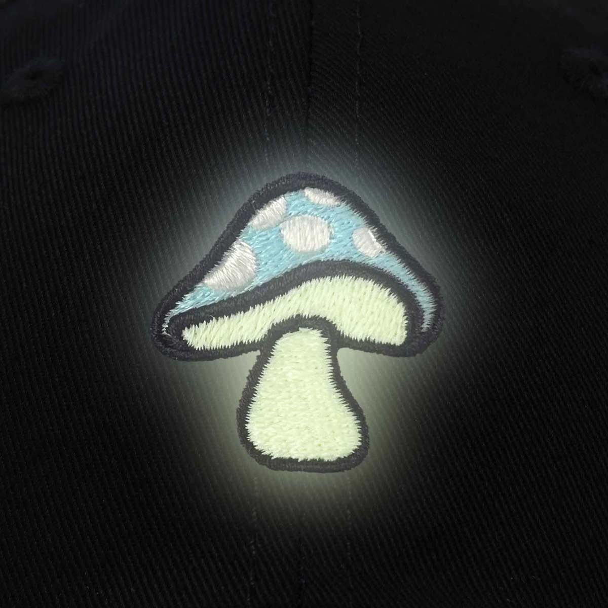 Dalix Mushroom Embroidered Glow in the Dark Hat Dad Hat Cotton Baseball Cap in Black