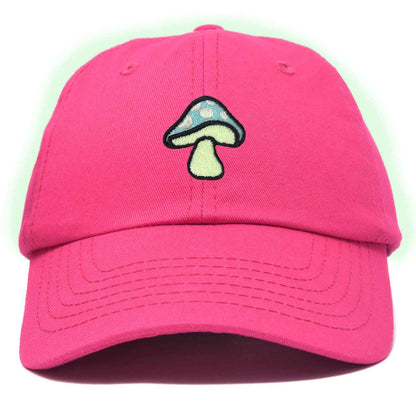 Dalix Mushroom Embroidered Glow in the Dark Hat Dad Hat Cotton Baseball Cap in Light Pink