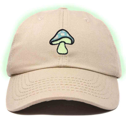 Dalix Mushroom Embroidered Glow in the Dark Hat Dad Hat Cotton Baseball Cap in Yellow