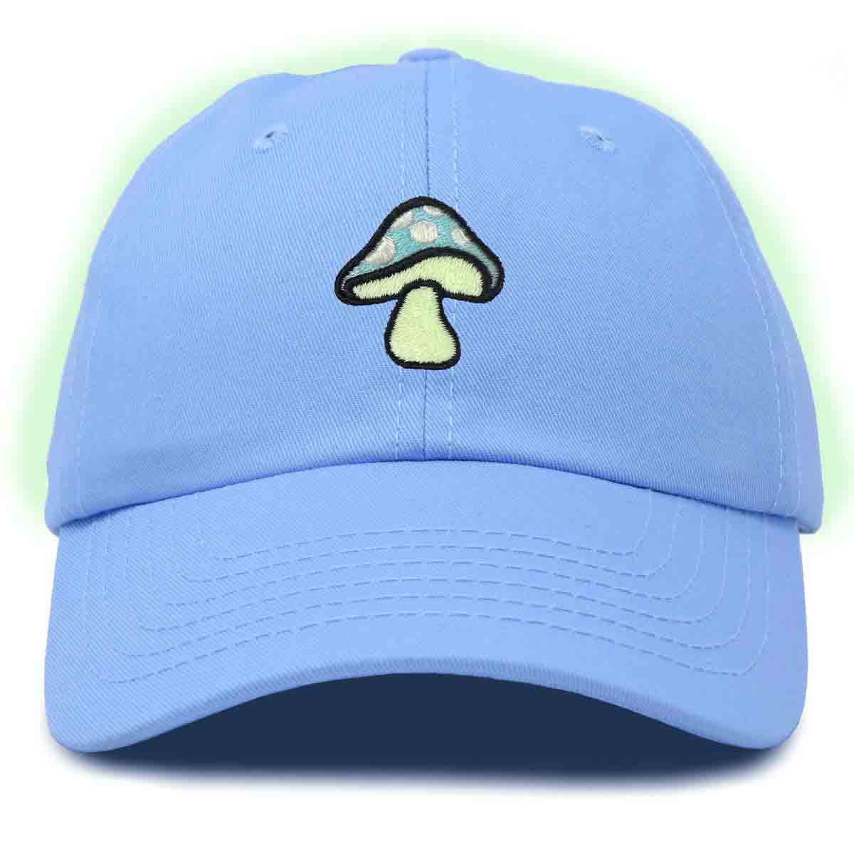 Dalix Mushroom Embroidered Glow in the Dark Hat Dad Hat Cotton Baseball Cap in Olive
