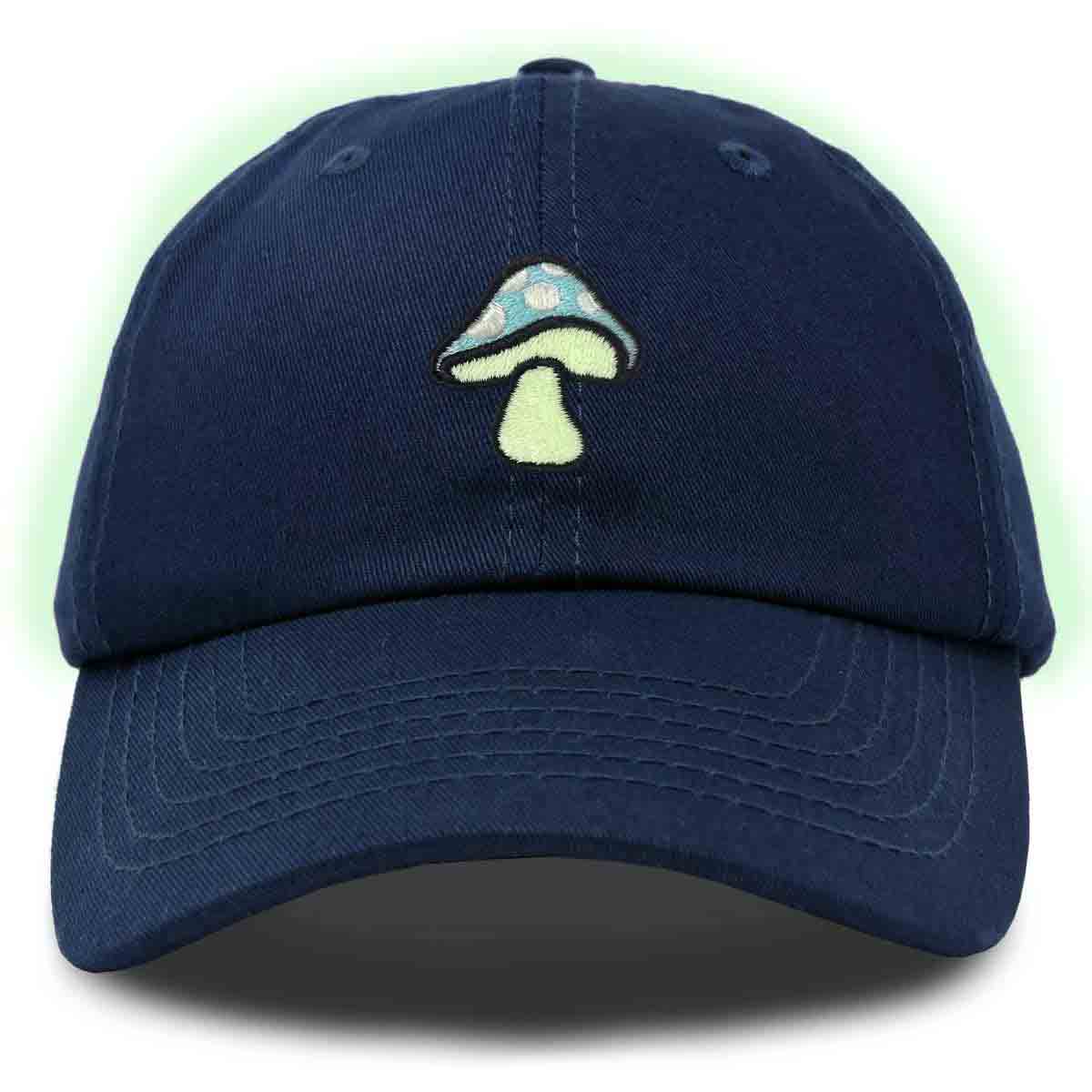 Dalix Mushroom Embroidered Glow in the Dark Hat Dad Hat Cotton Baseball Cap in Red