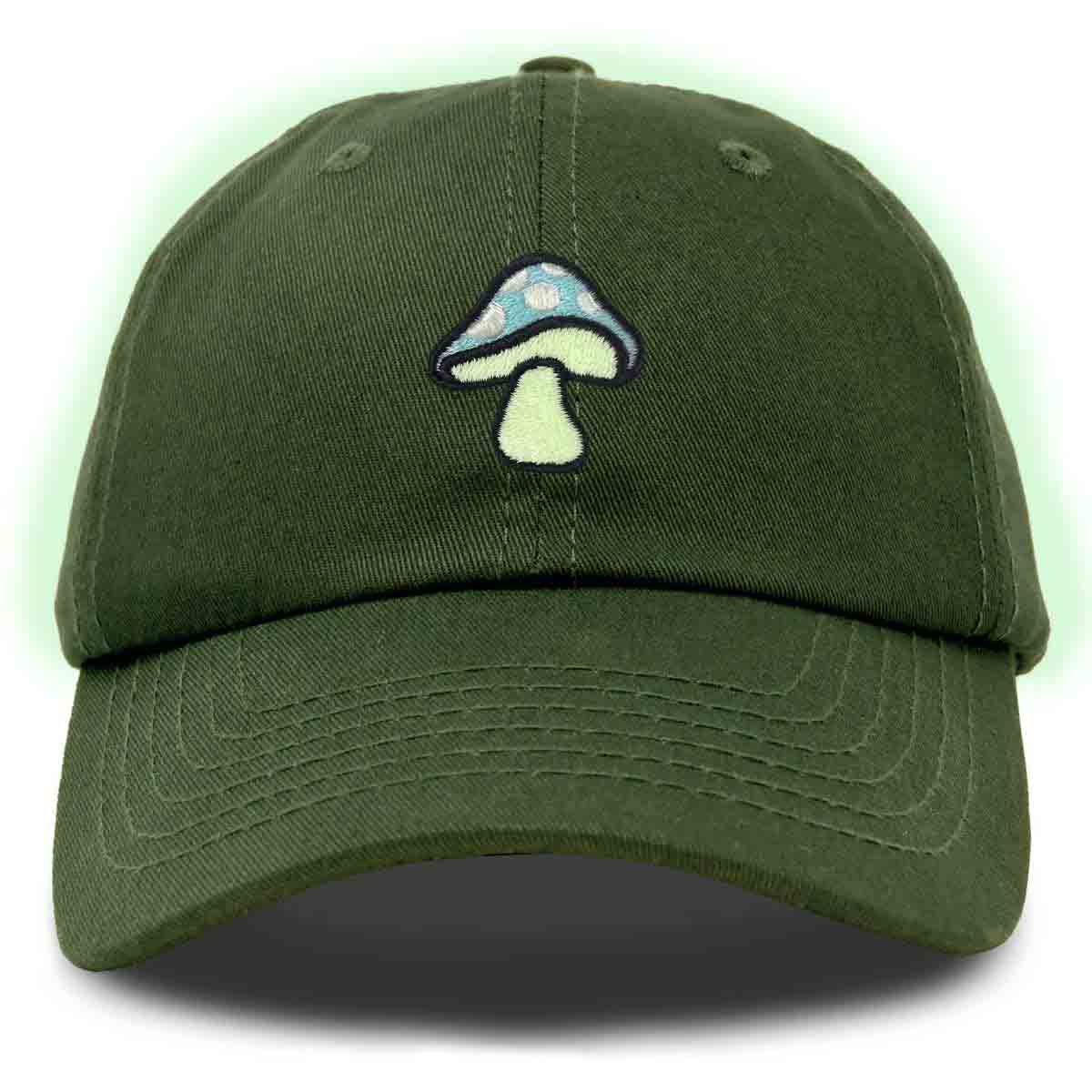 Dalix Mushroom Embroidered Glow in the Dark Hat Dad Hat Cotton Baseball Cap in Royal Blue