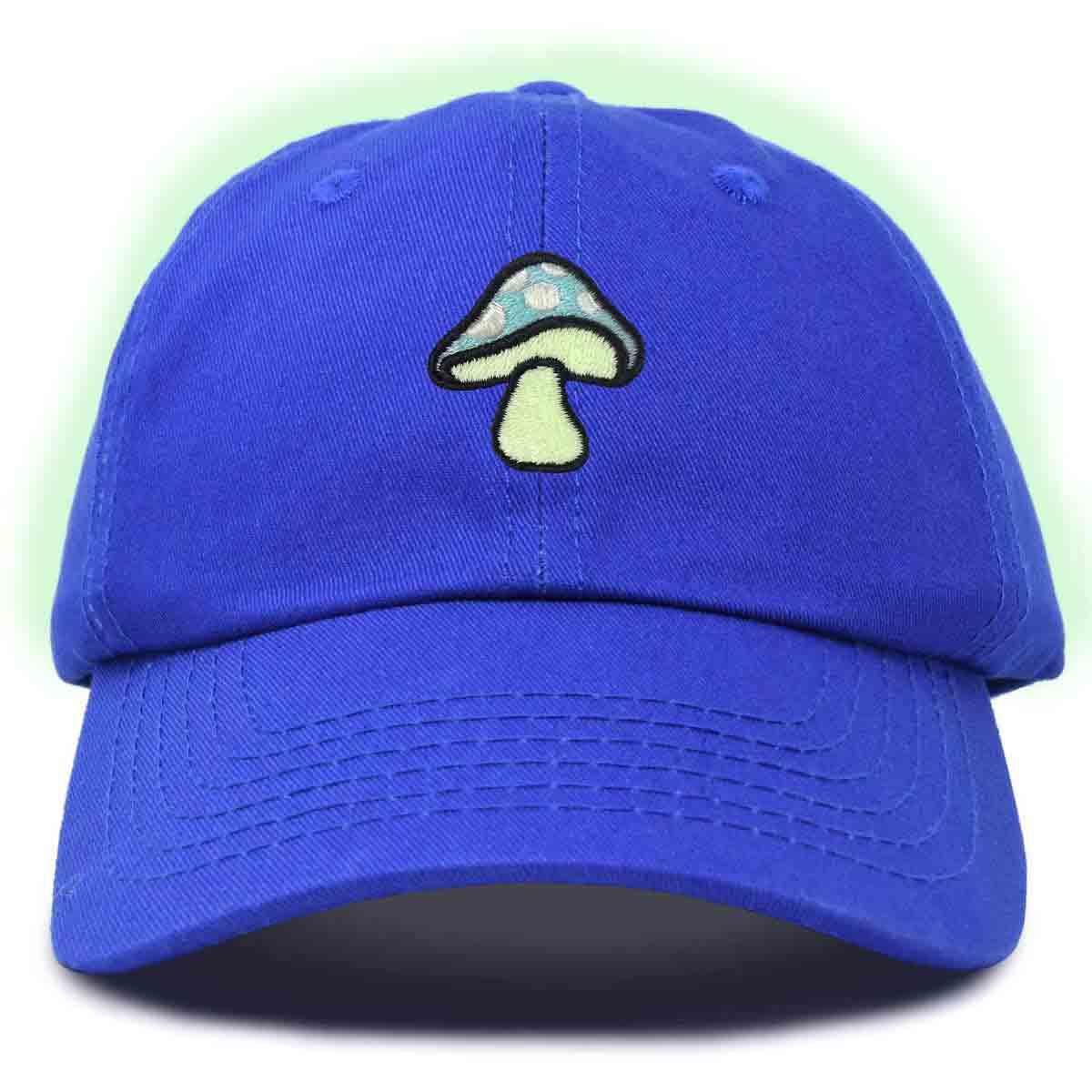 Dalix Mushroom Embroidered Glow in the Dark Hat Dad Hat Cotton Baseball Cap in Washed Black