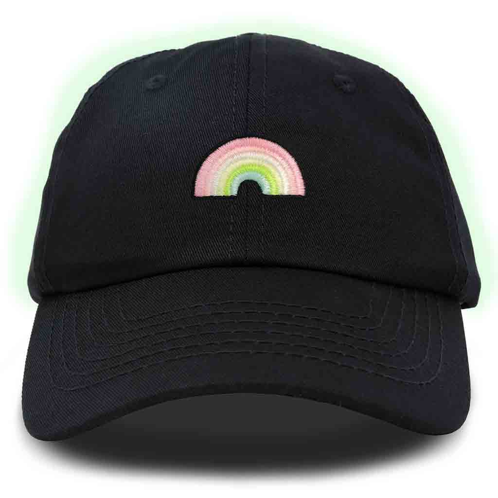 Dalix Rainbow Embroidered Glow in the Dark Hat Dad Cotton Baseball Cap Women in Beige