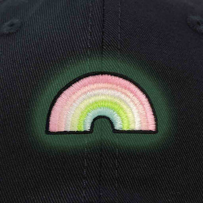 Dalix Rainbow Embroidered Glow in the Dark Hat Dad Cotton Baseball Cap Women in Black