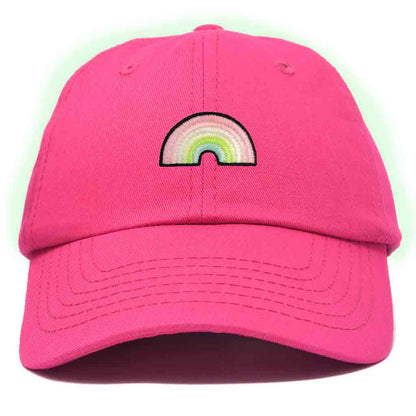 Dalix Rainbow Embroidered Glow in the Dark Hat Dad Cotton Baseball Cap Women in Light Pink