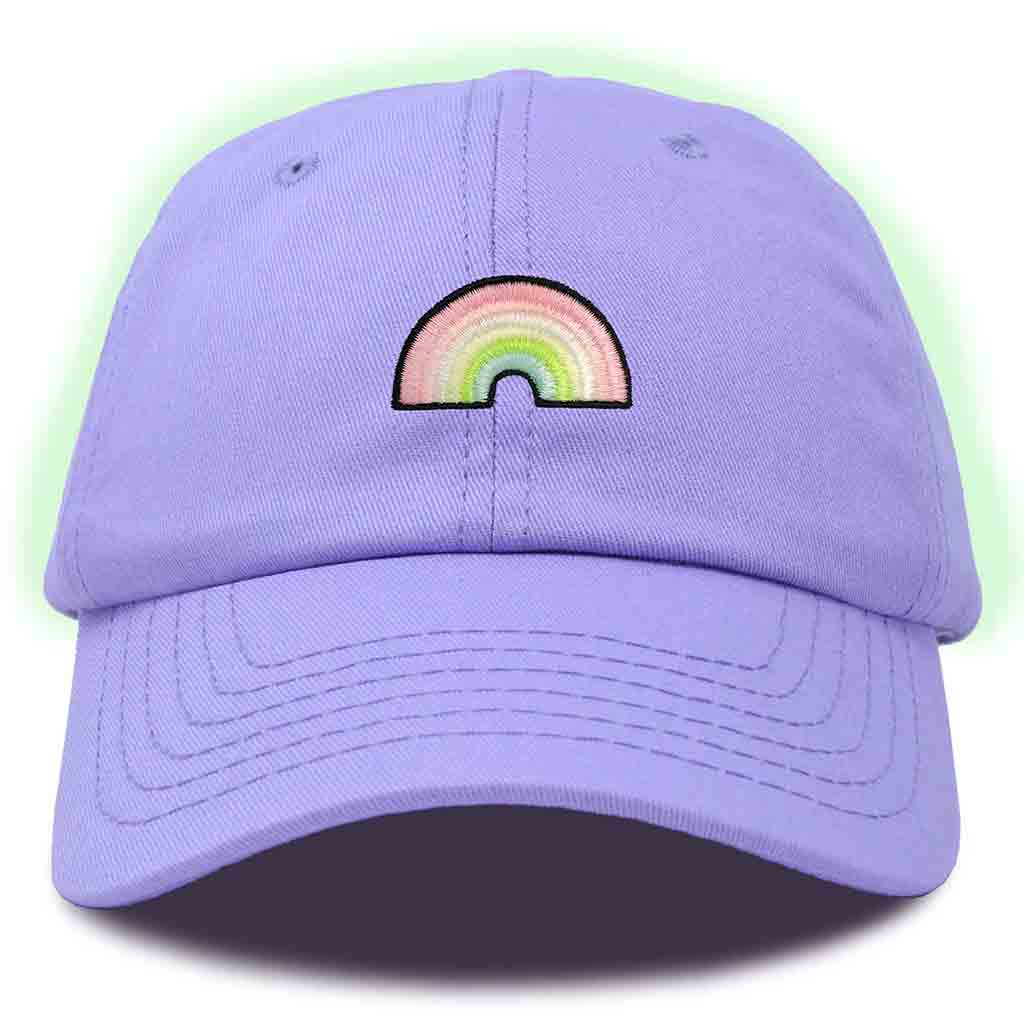 Dalix Rainbow Embroidered Glow in the Dark Hat Dad Cotton Baseball Cap Women in Navy Blue