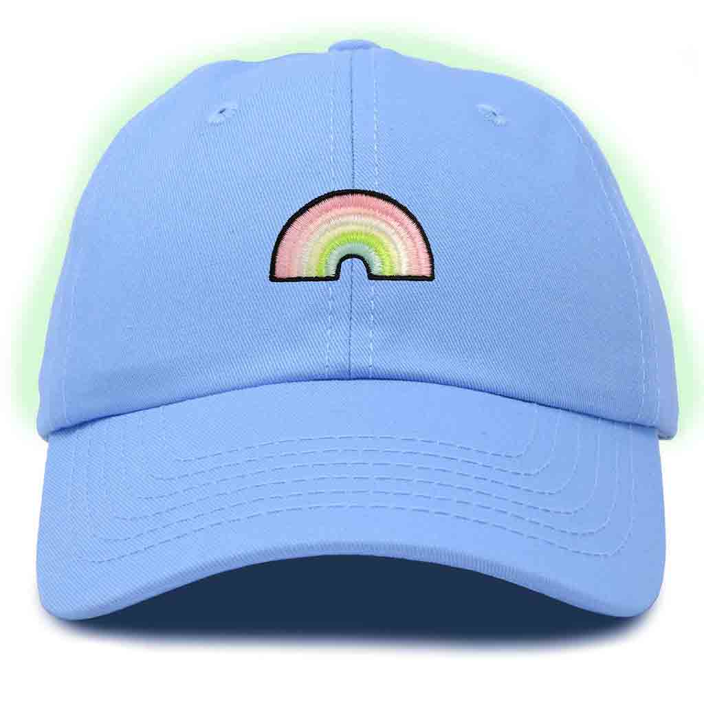 Dalix Rainbow Embroidered Glow in the Dark Hat Dad Cotton Baseball Cap Women in Olive