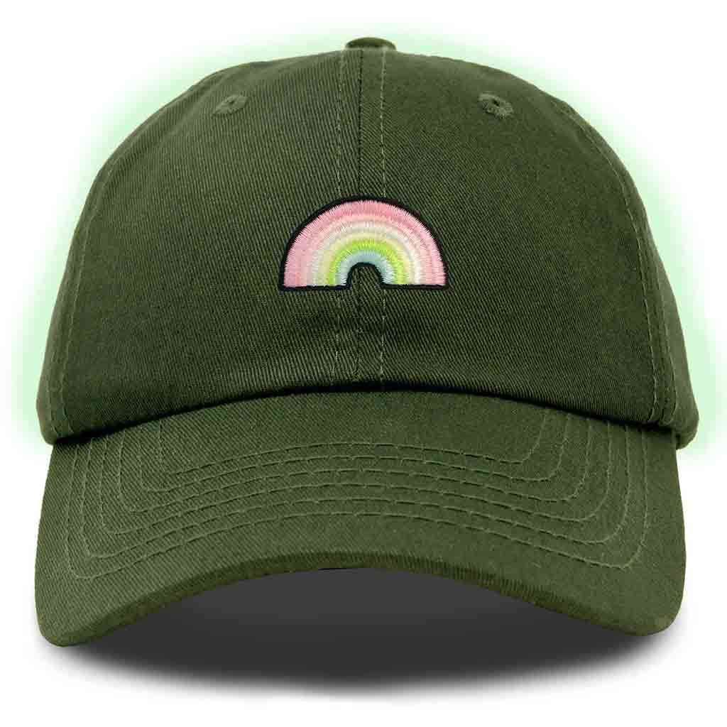 Dalix Rainbow Embroidered Glow in the Dark Hat Dad Cotton Baseball Cap Women in Royal Blue