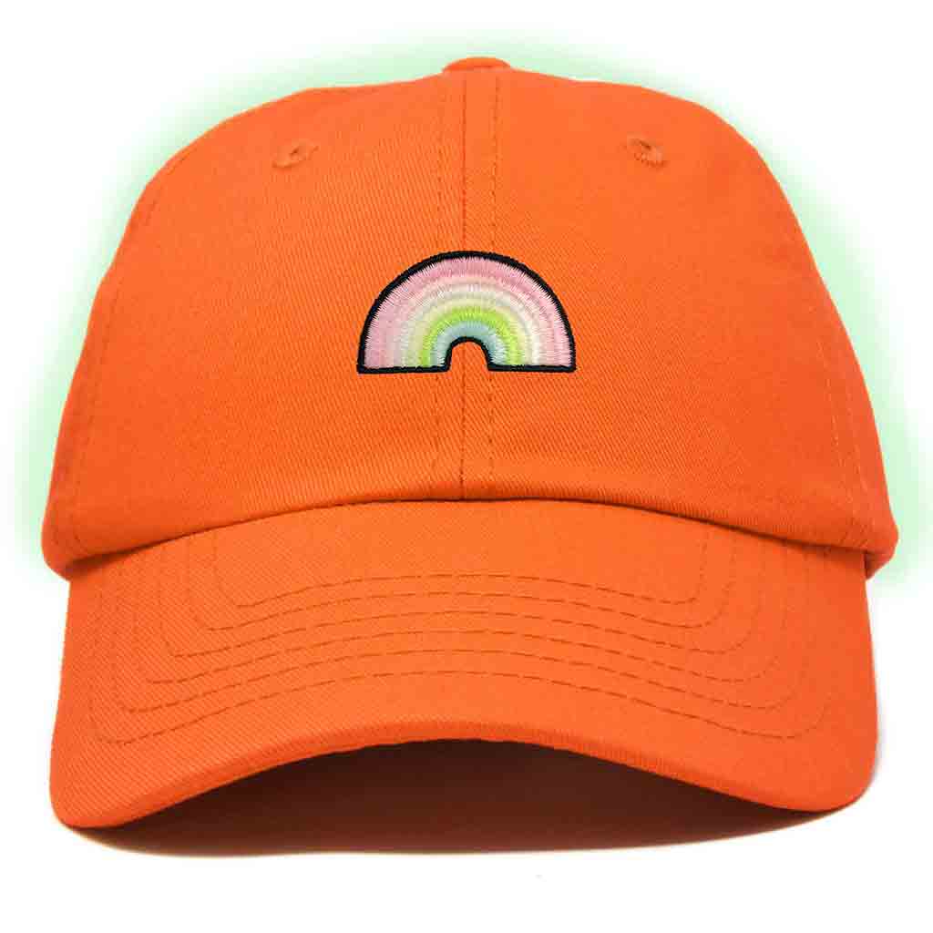 Dalix Rainbow Embroidered Glow in the Dark Hat Dad Cotton Baseball Cap Women in Teal