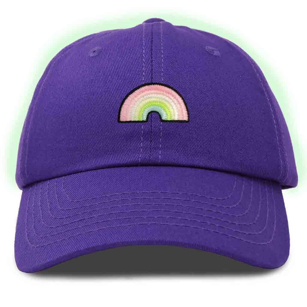 Dalix Rainbow Embroidered Glow in the Dark Hat Dad Cotton Baseball Cap Women in White