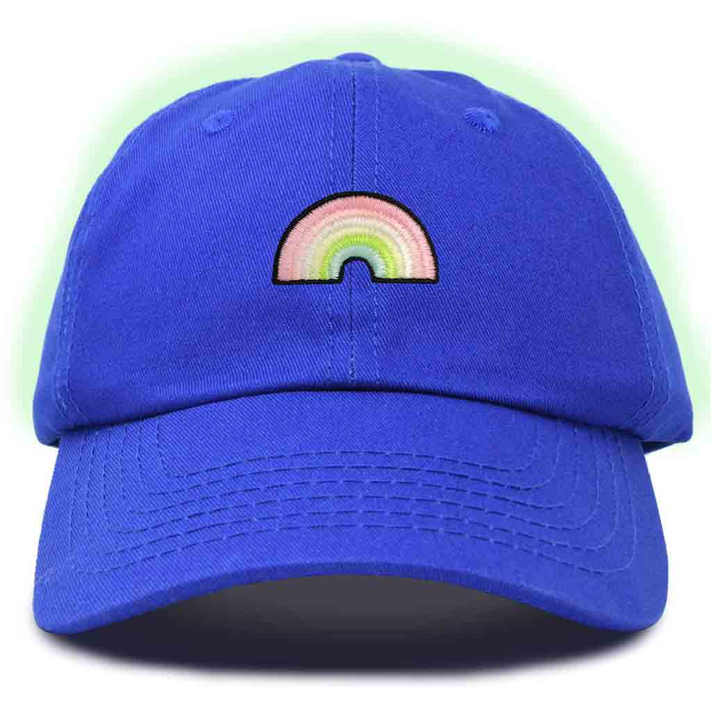 Dalix Rainbow Embroidered Glow in the Dark Hat Dad Cotton Baseball Cap Women in Washed Black
