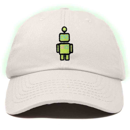 Dalix Robot Embroidered Glow in the Dark Hat Dad Hat Cotton Baseball Cap in Kelly Green