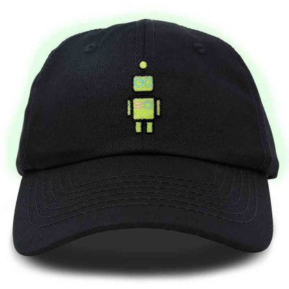 Dalix Robot Embroidered Glow in the Dark Hat Dad Hat Cotton Baseball Cap in Beige