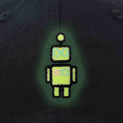 Dalix Robot Embroidered Glow in the Dark Hat Dad Hat Cotton Baseball Cap in Black