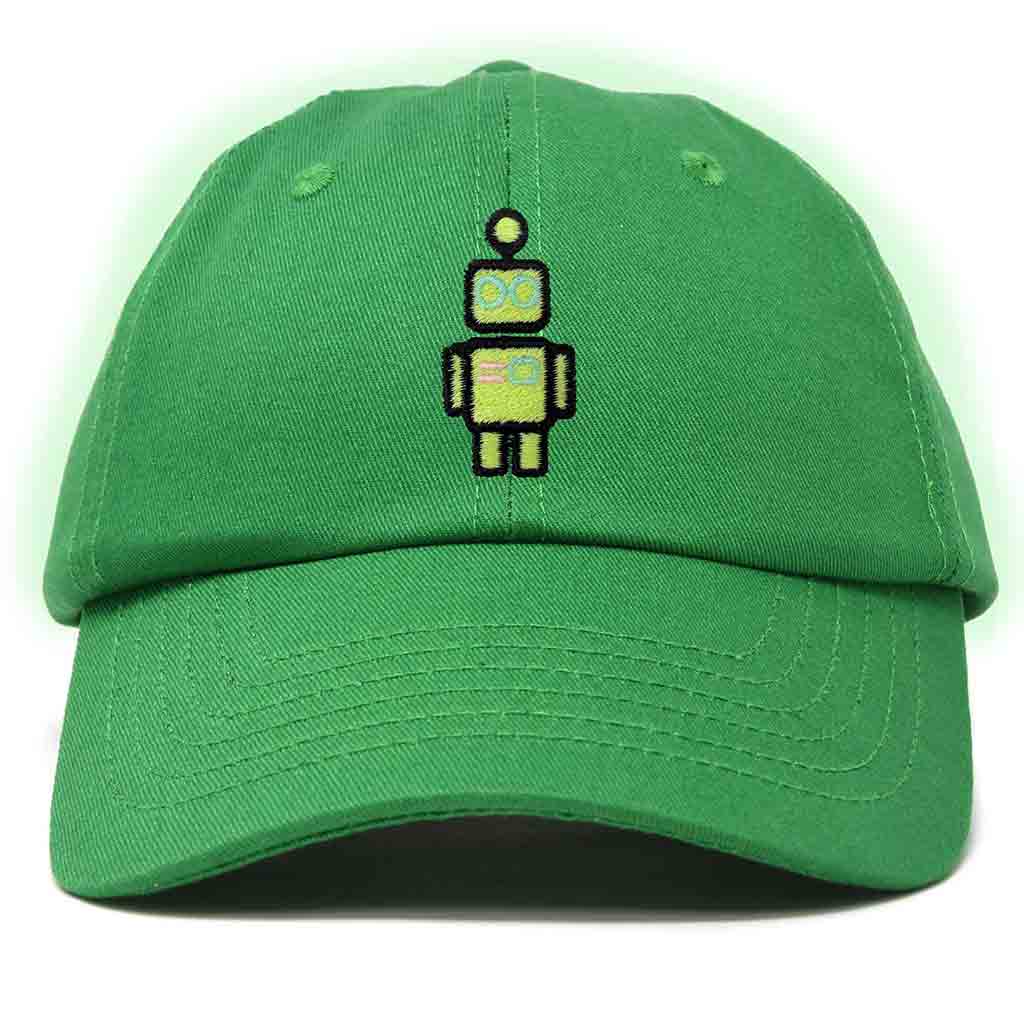 Dalix Robot Embroidered Glow in the Dark Hat Dad Hat Cotton Baseball Cap in Maroon