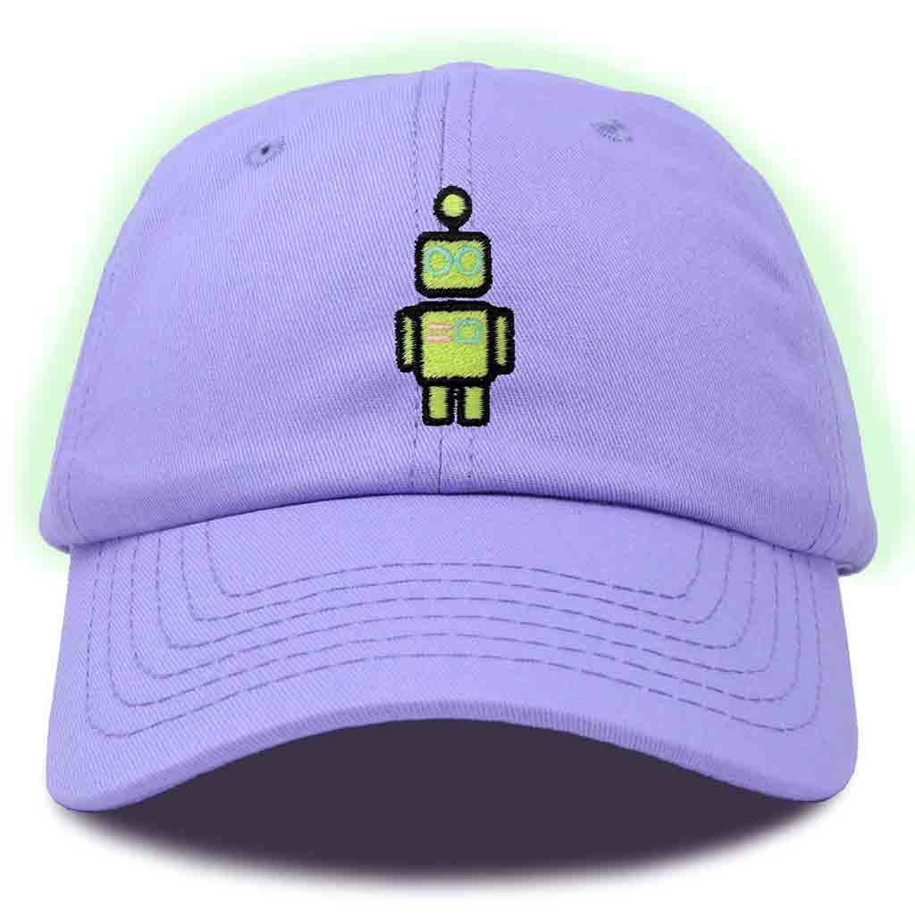 Dalix Robot Embroidered Glow in the Dark Hat Dad Hat Cotton Baseball Cap in Navy Blue