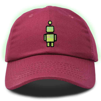 Dalix Robot Embroidered Glow in the Dark Hat Dad Hat Cotton Baseball Cap in Purple