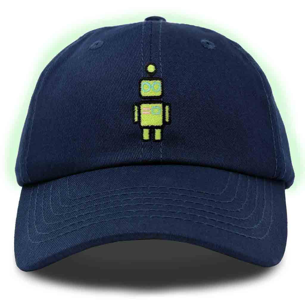 Dalix Robot Embroidered Glow in the Dark Hat Dad Hat Cotton Baseball Cap in Red