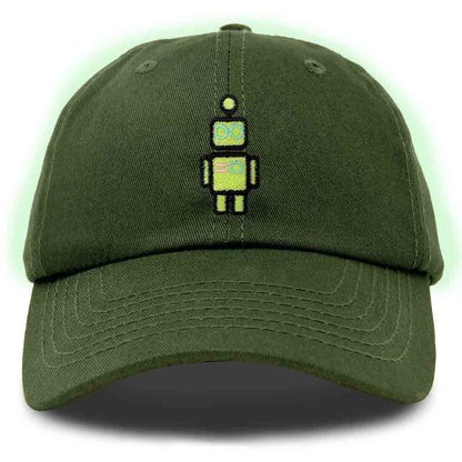 Dalix Robot Embroidered Glow in the Dark Hat Dad Hat Cotton Baseball Cap in Royal Blue