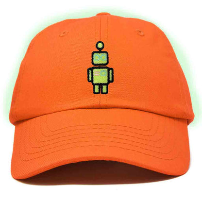 Dalix Robot Embroidered Glow in the Dark Hat Dad Hat Cotton Baseball Cap in Teal
