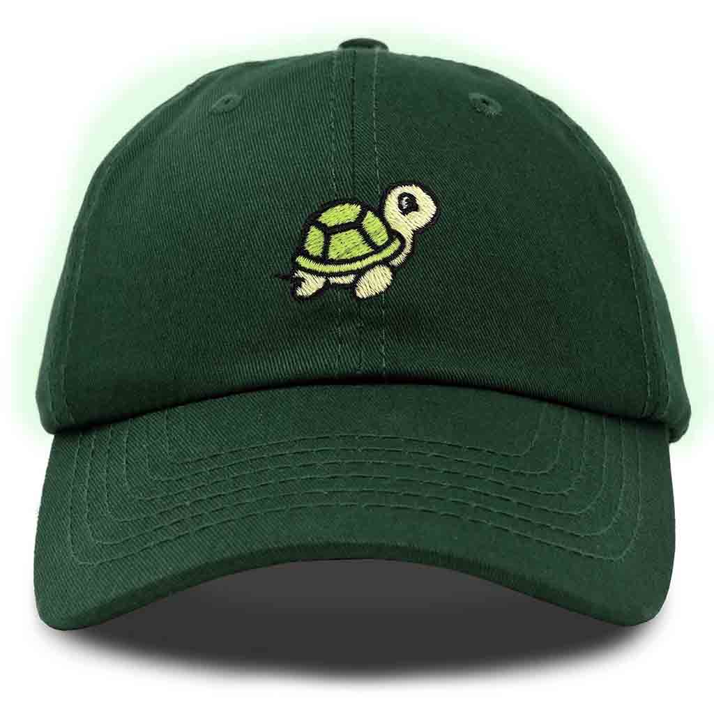 Dalix Turtle Embroidered Glow in the Dark Dad Hat Cotton Baseball Cap Men in Khaki