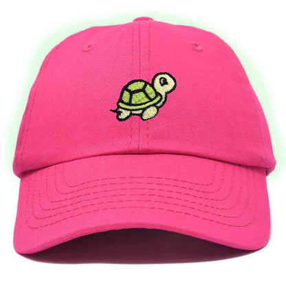 Dalix Turtle Embroidered Glow in the Dark Dad Hat Cotton Baseball Cap Men in Light Pink