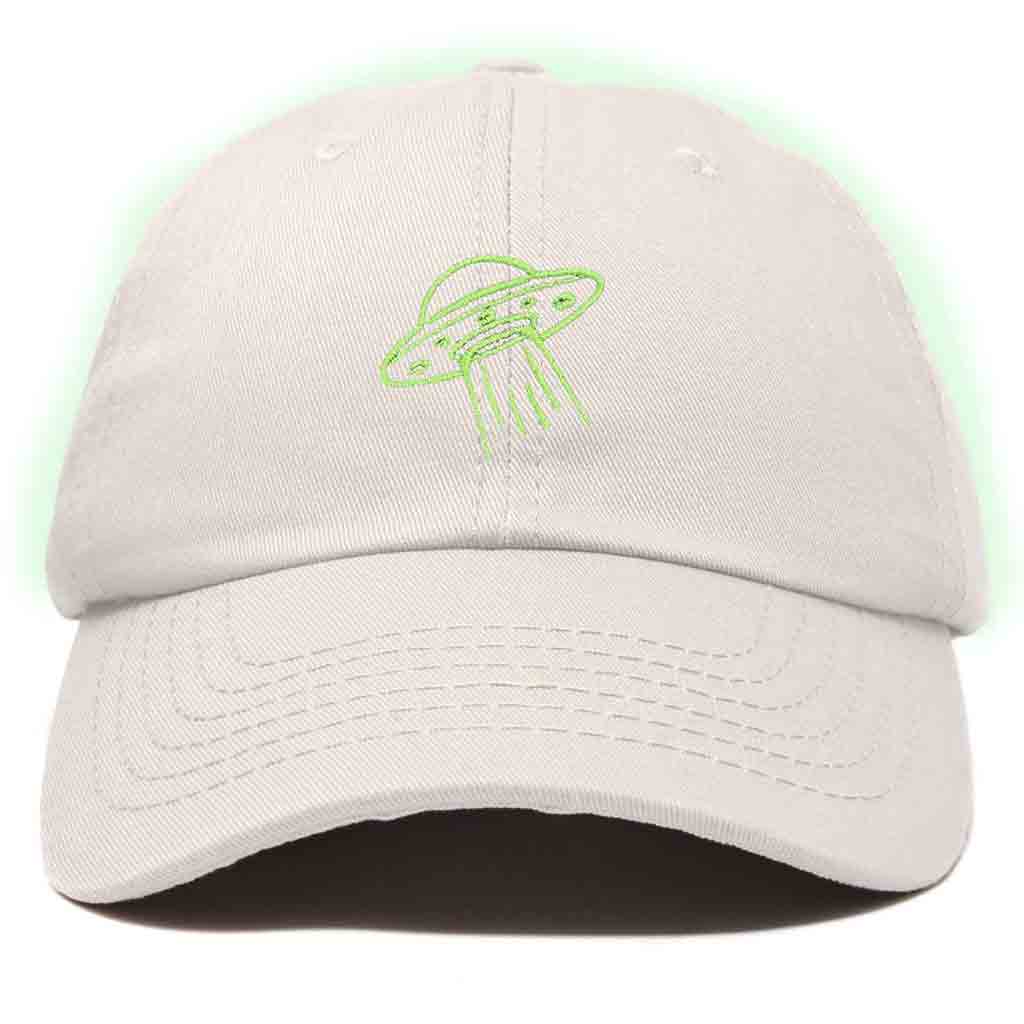 Dalix UFO Embroidered Glow in the Dark Hat Dad Cotton Baseball Cap Men in Kelly Green