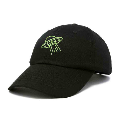 Dalix UFO Embroidered Glow in the Dark Hat Dad Cotton Baseball Cap Men in Gray