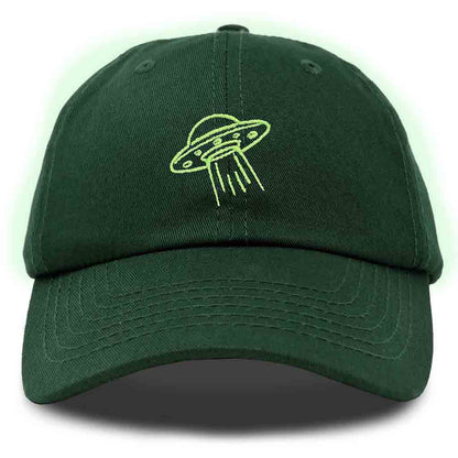 Dalix UFO Embroidered Glow in the Dark Hat Dad Cotton Baseball Cap Men in Khaki