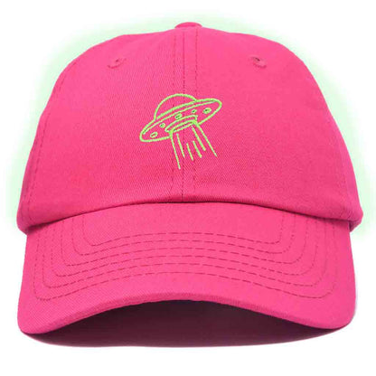 Dalix UFO Embroidered Glow in the Dark Hat Dad Cotton Baseball Cap Men in Light Pink