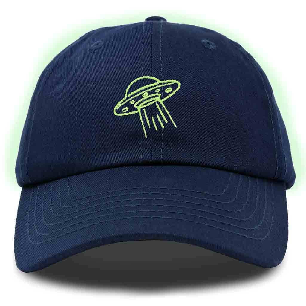 Dalix UFO Embroidered Glow in the Dark Hat Dad Cotton Baseball Cap Men in Red