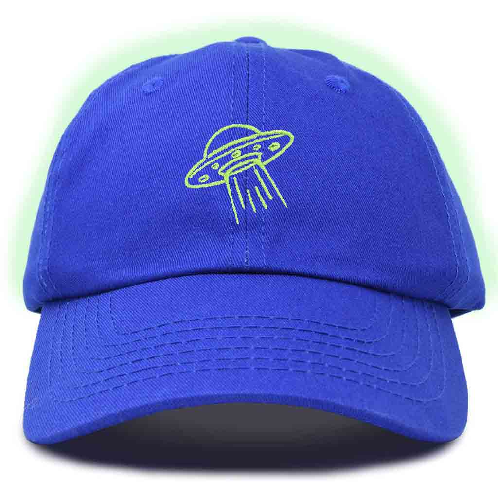 Dalix UFO Embroidered Glow in the Dark Hat Dad Cotton Baseball Cap Men in Washed Black