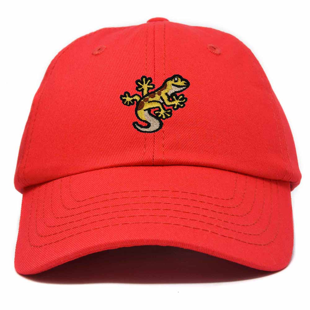 Dalix Gecko Cap Embroidered Mens Cotton Dad Hat Baseball Hat in Red