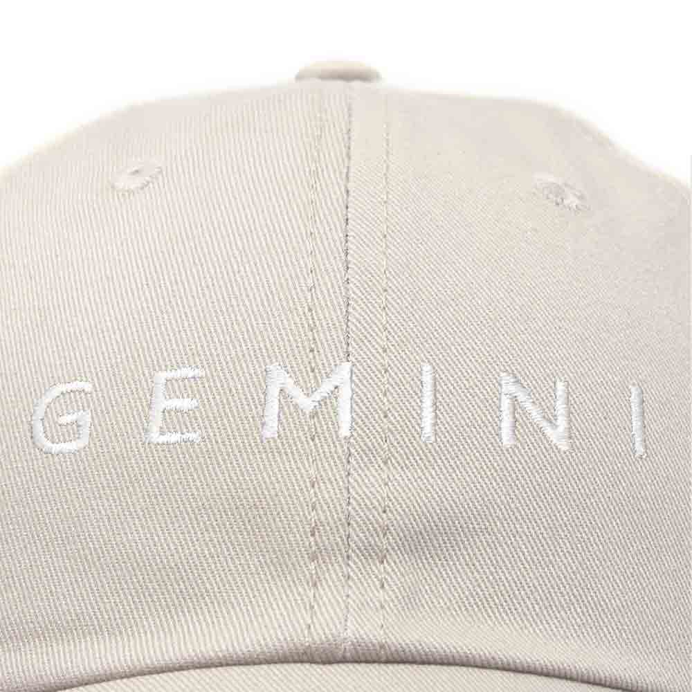 Dalix Gemini Dad Hat Embroidered Zodiac Astrology Cotton Baseball Cap in Khaki